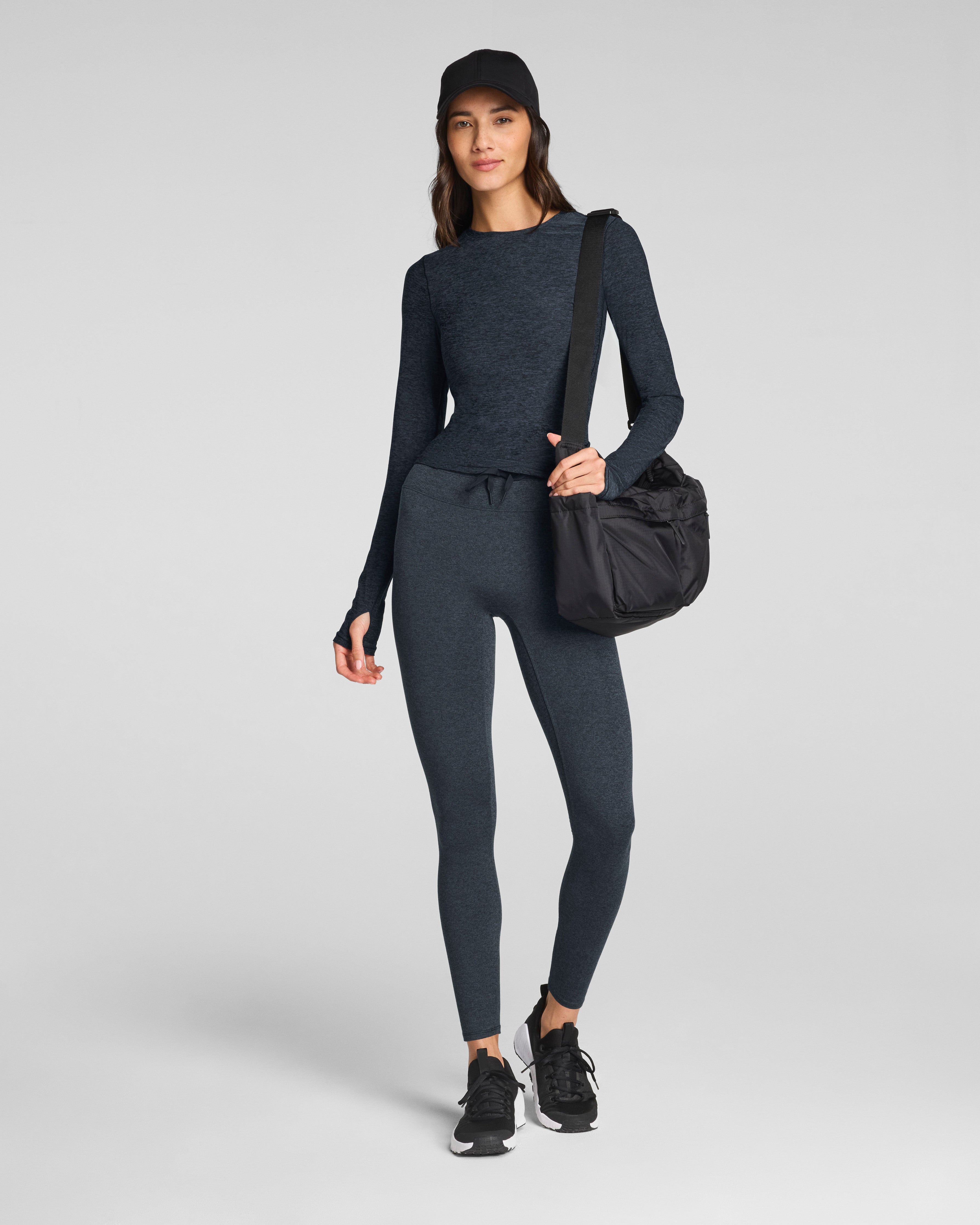 SPANX® SoftStretch Contour Mockneck Long Sleeve Top | Very Black/Light Very Black