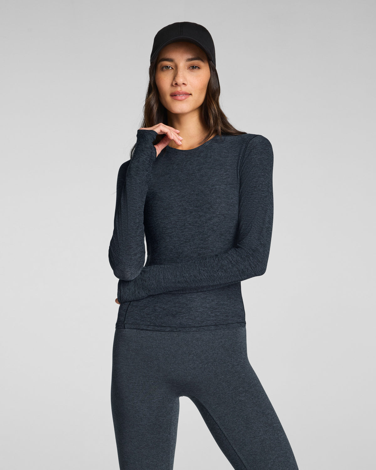 SPANX® SoftStretch Contour Mockneck Long Sleeve Top | Very Black/Light Very Black