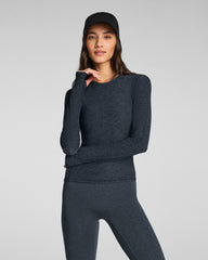 SPANX® SoftStretch Contour Mockneck Long Sleeve Top | Very Black/Light Very Black