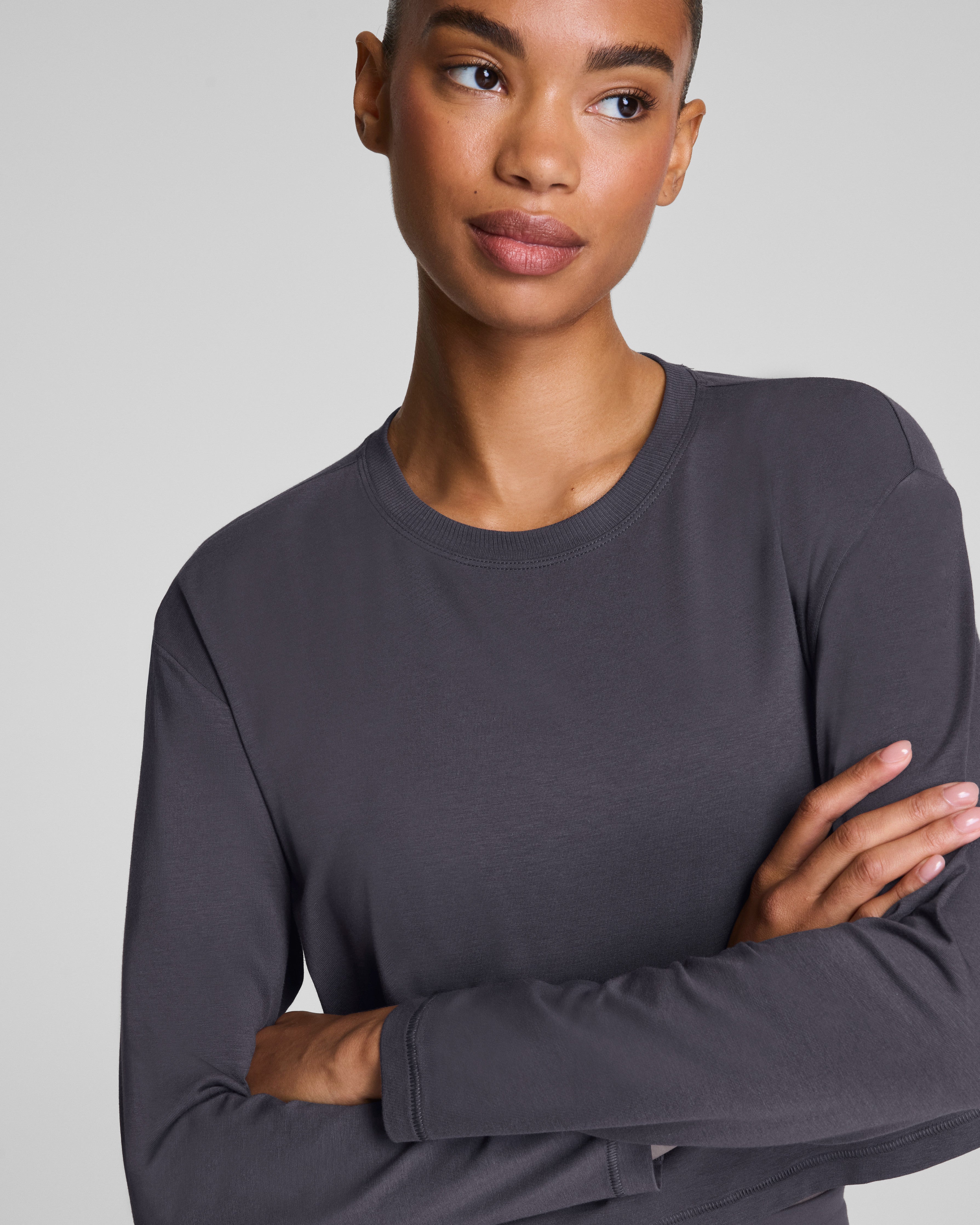 SPANX® Outpace Cropped Long Sleeve Top | Storm