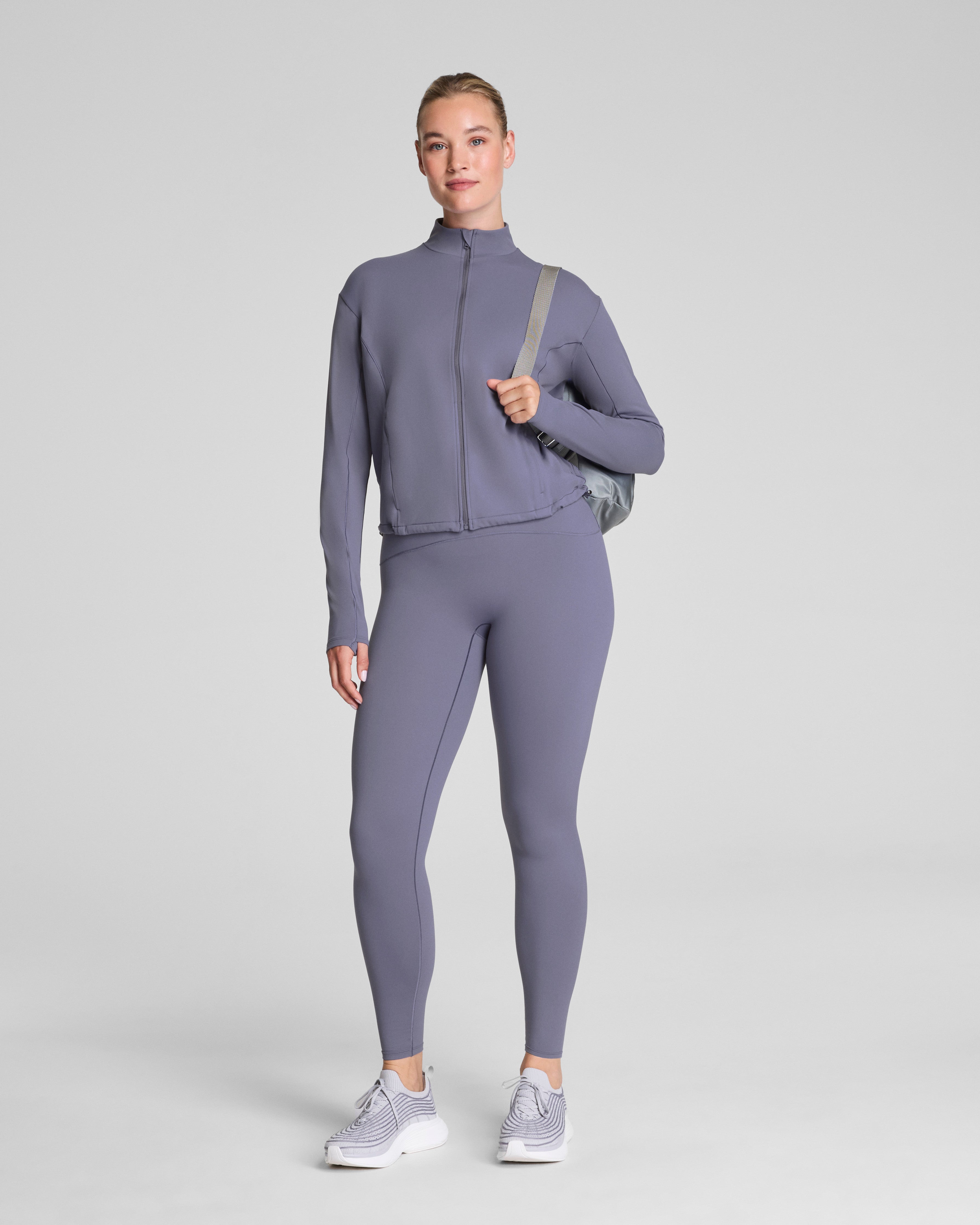 SPANX® Get Moving Brushed Full Zip Jacket  Pewter