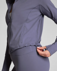 SPANX® Get Moving Brushed Full Zip Jacket  Pewter