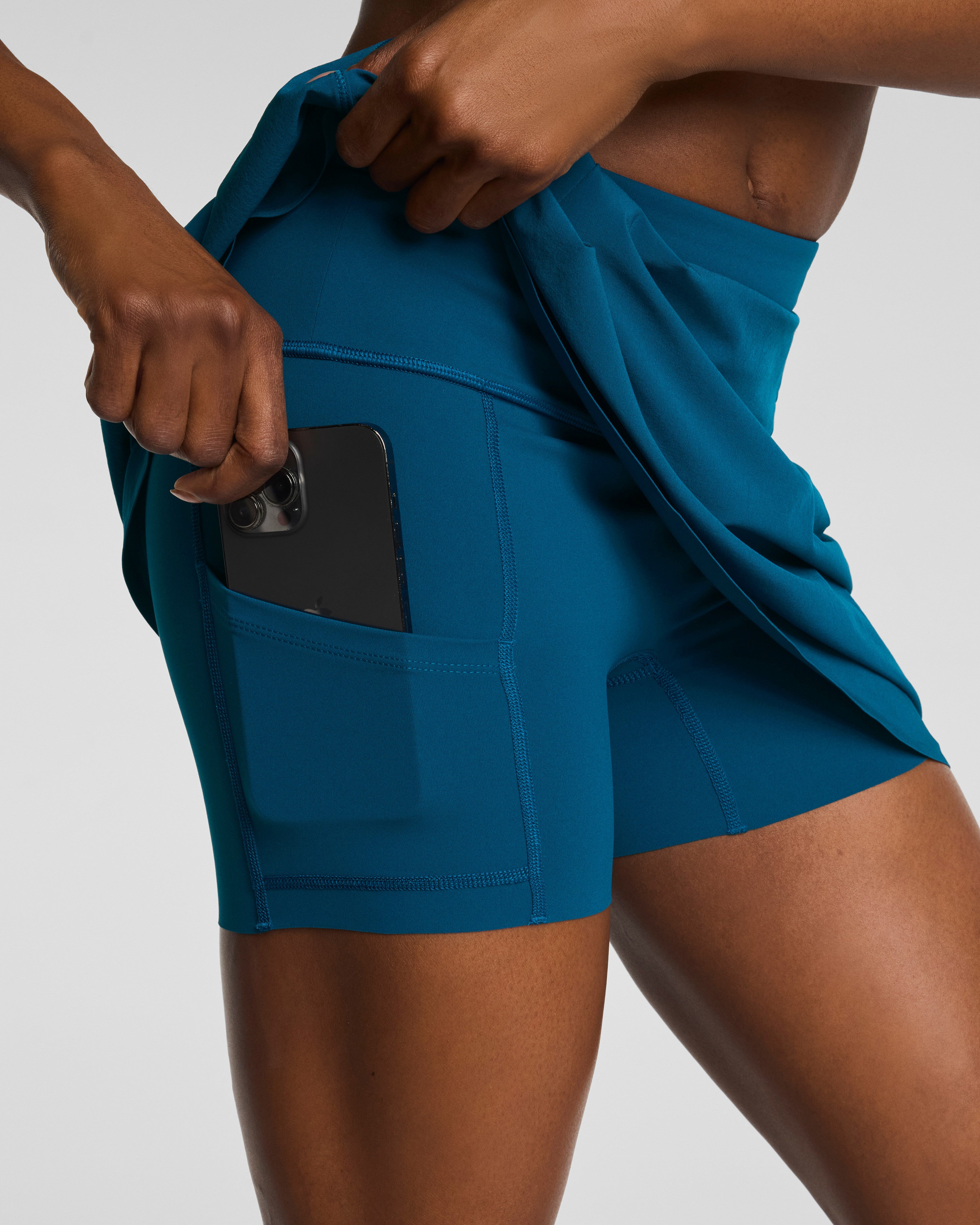 SPANXshape™ BoostUp Pleated Skort, 16" | Deep Cove