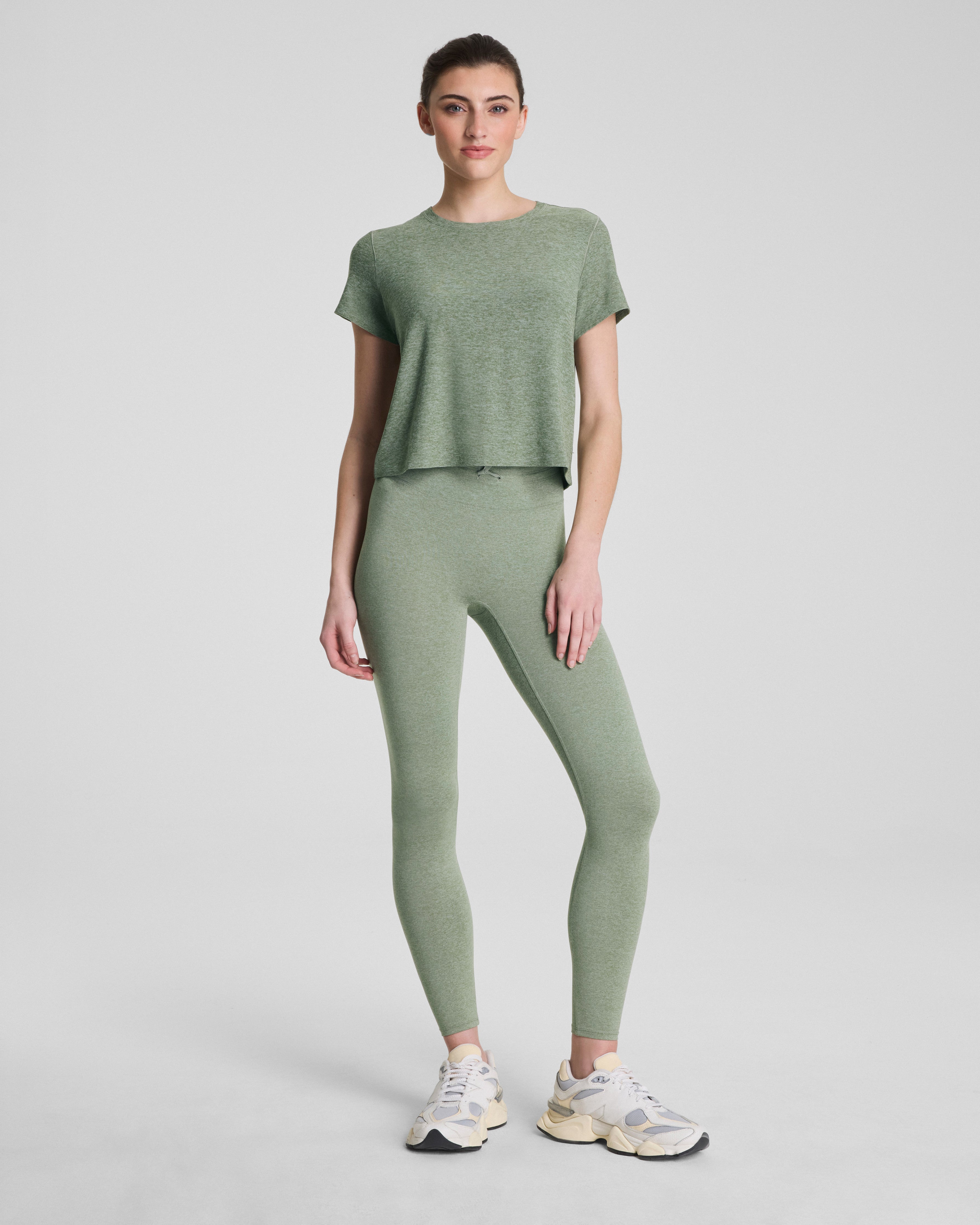 SPANX® SoftStretch Crewneck Tee | Sage Leaf Heather