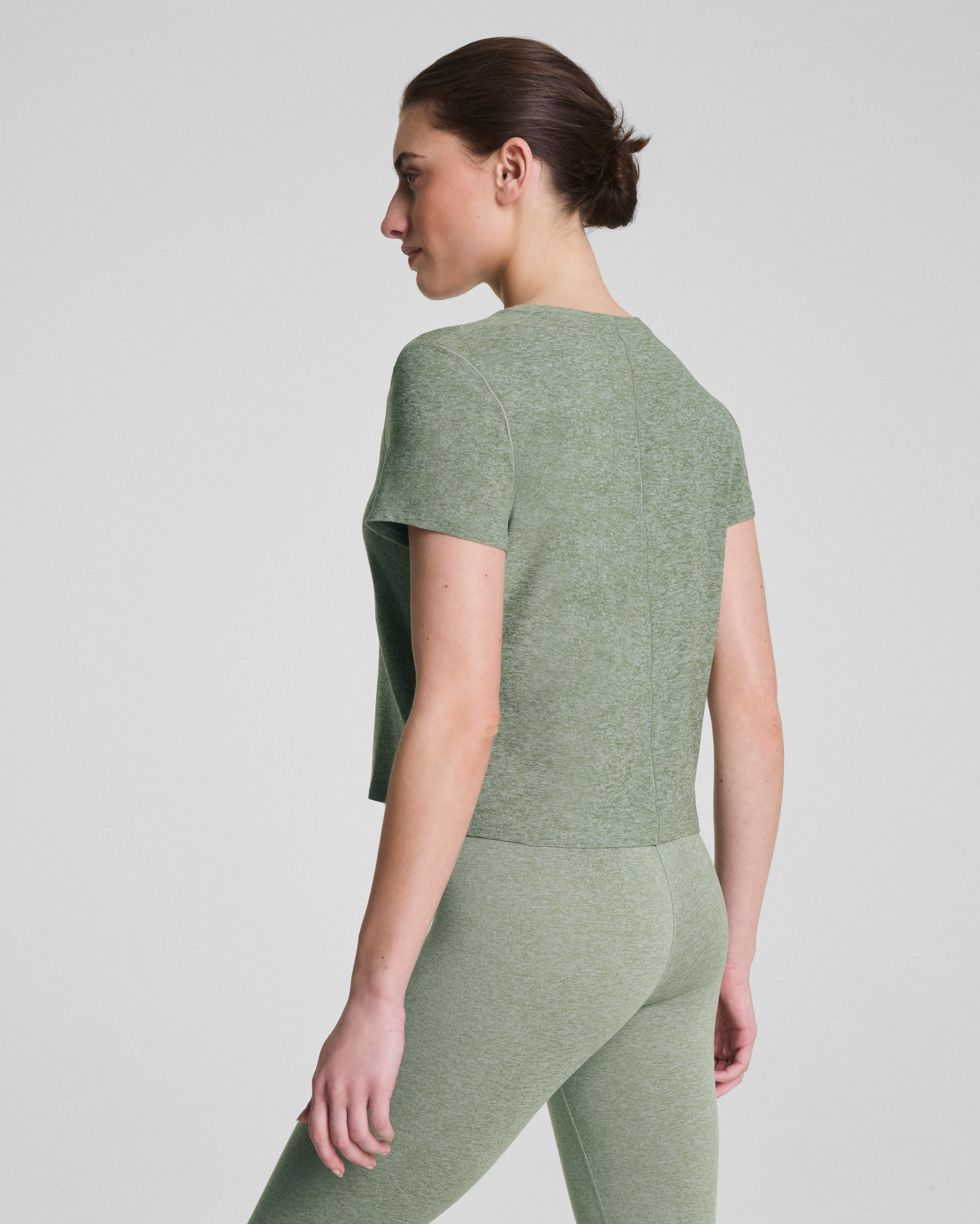 SPANX® SoftStretch Crewneck Tee | Sage Leaf Heather