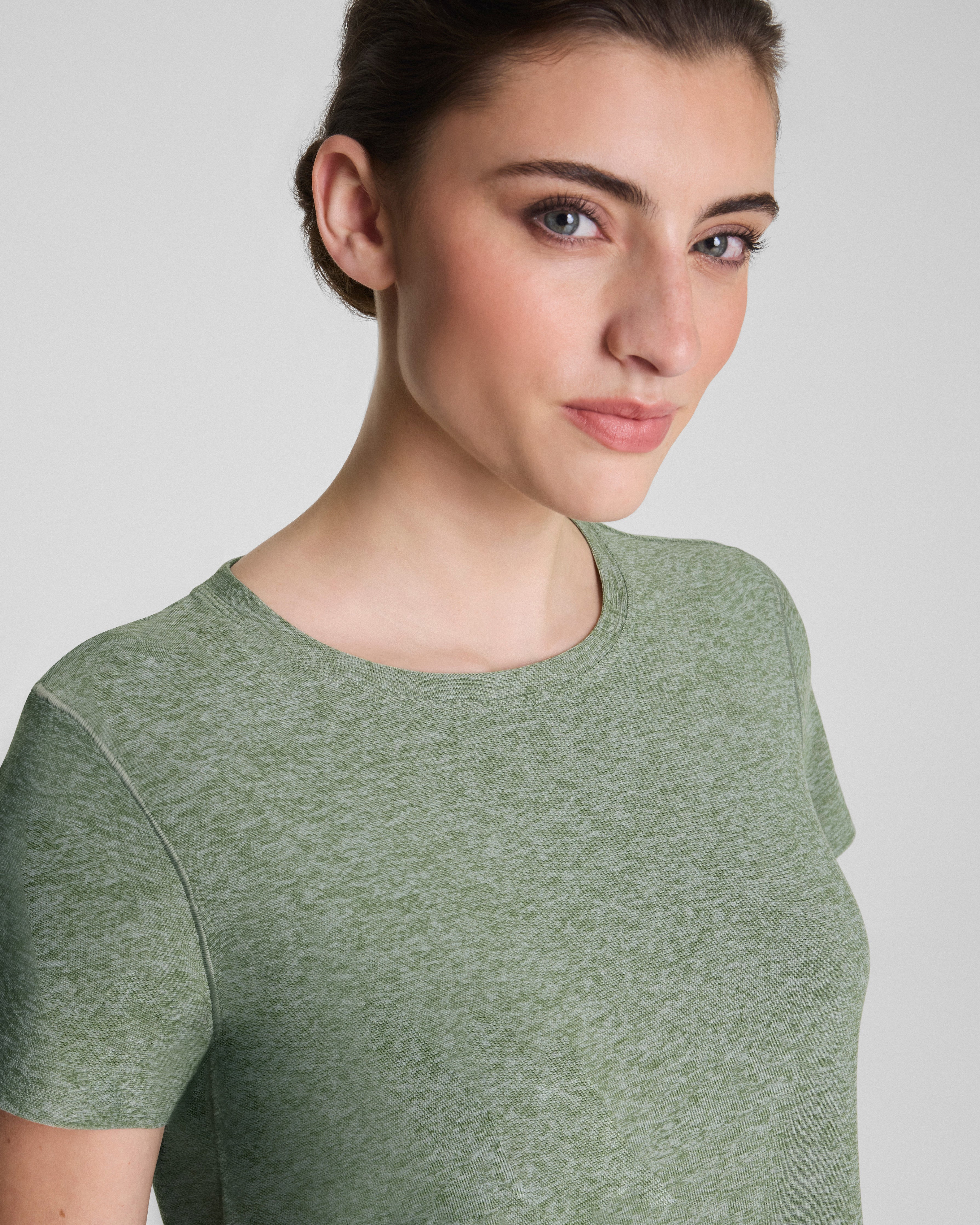 SPANX® SoftStretch Crewneck Tee | Sage Leaf Heather