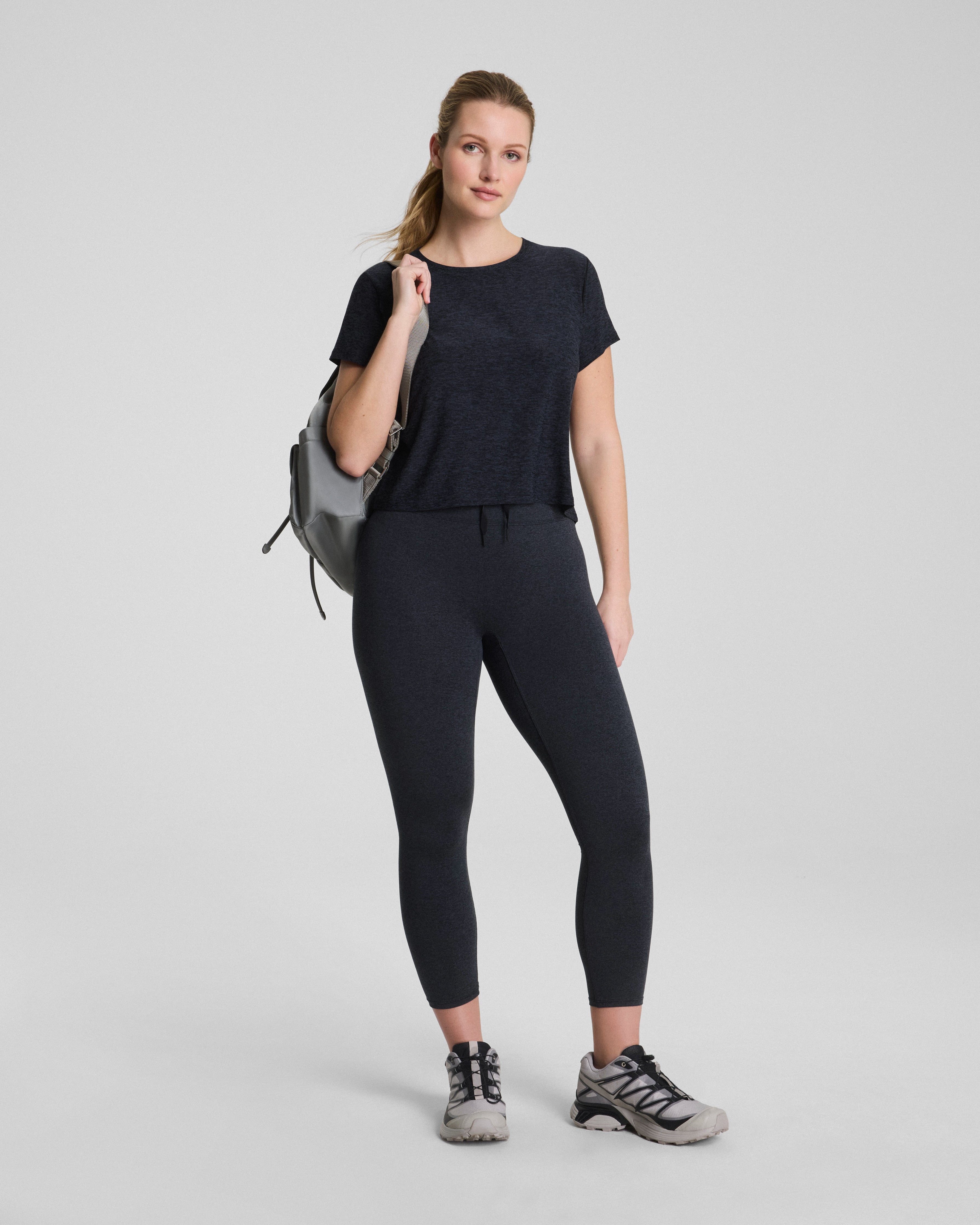 SPANX® SoftStretch Crewneck Tee | Very Black/Light Very Black