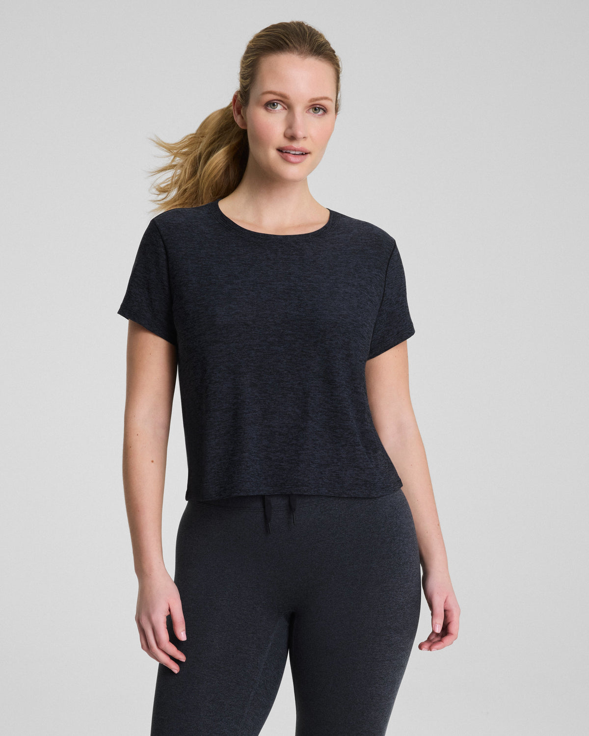 SPANX® SoftStretch Crewneck Tee | Very Black/Light Very Black