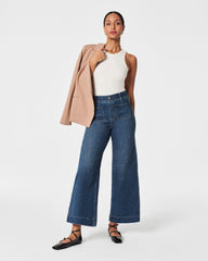SPANXshape™ Original EveryWear Cropped Wide Leg Jeans with Patch Pockets  Shaded Blue