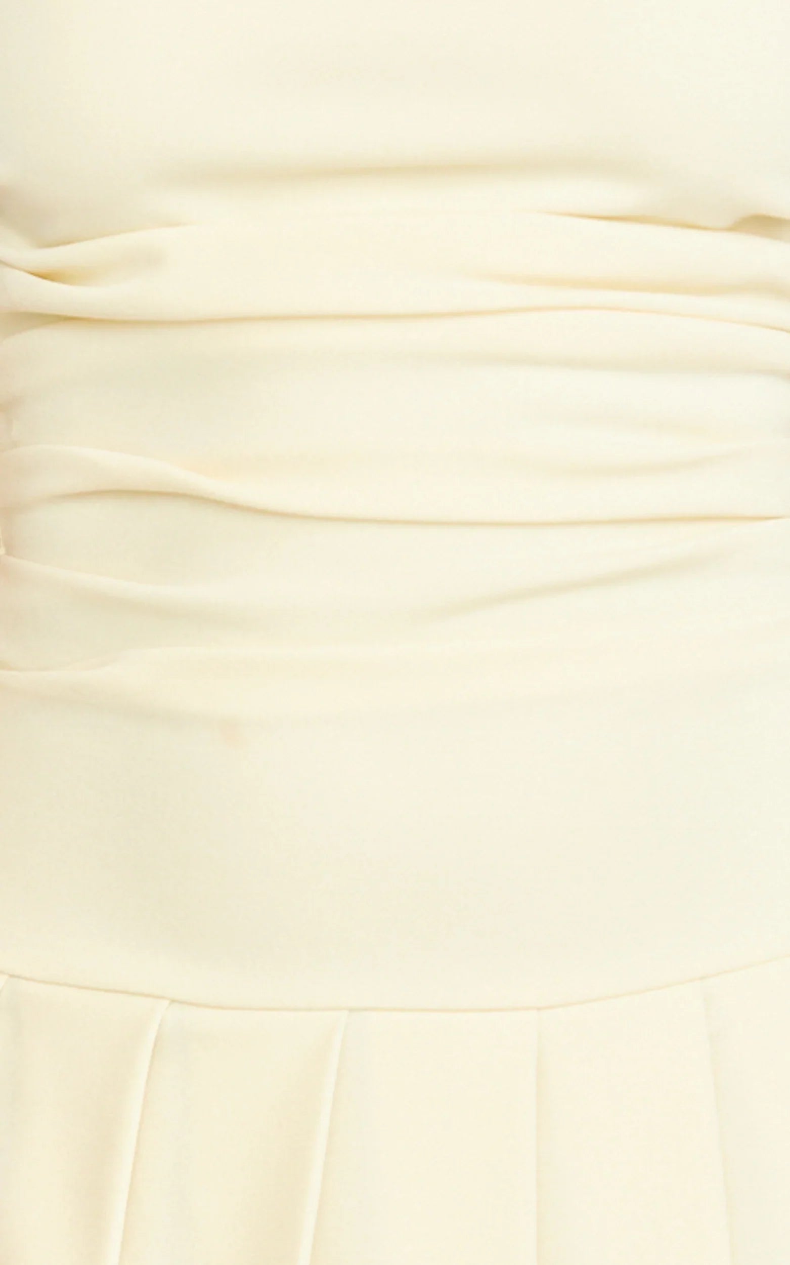 Daisy Mini Dress - Off Shoulder Ruched Pleated Skirt Dress in Cream